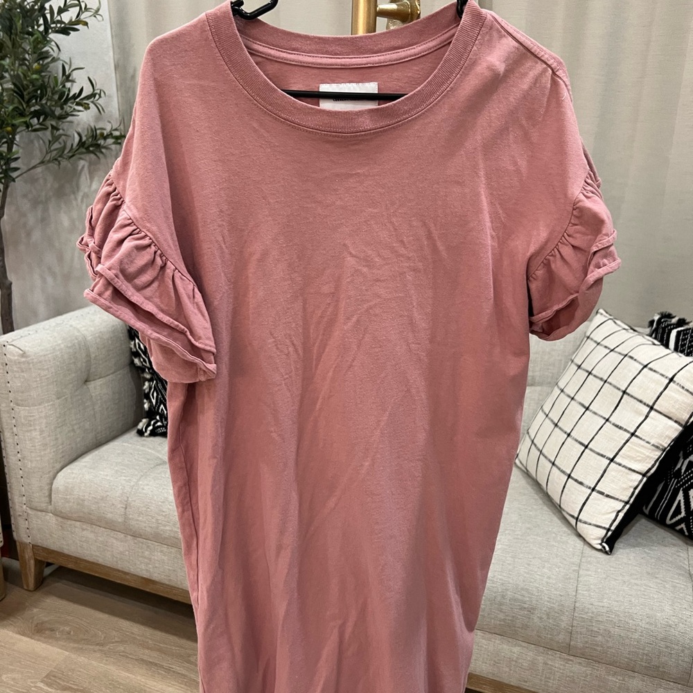 Current/Elliott Dusty Pink Ruffle Sleeve dress